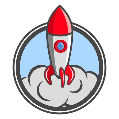Starting up rocket emblem isolated illustrationのイラスト素材