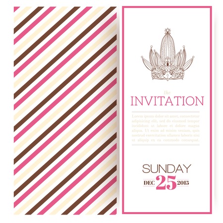 Striped princess invitation template vector illustrationのイラスト素材