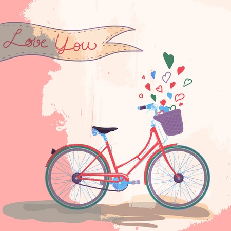Bicycle loves you concept vector illustrationのイラスト素材