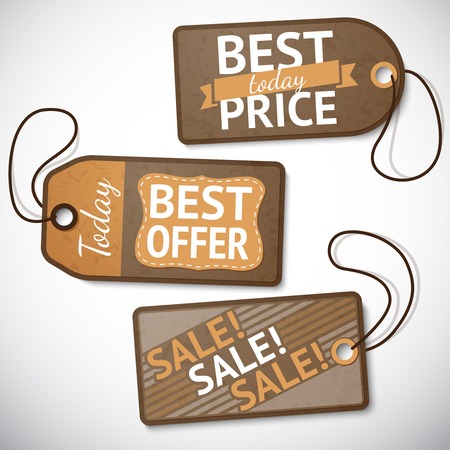 Set of retail cardboard sale tags vector illustrationのイラスト素材