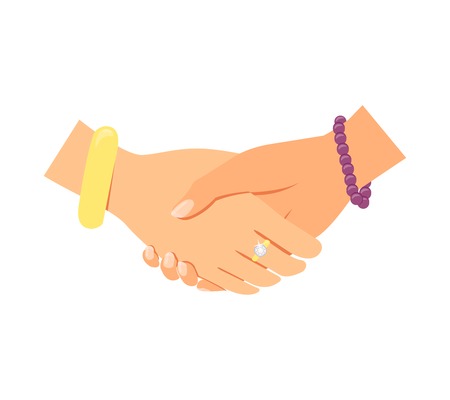 Business women handshake isolated vector illustrationのイラスト素材