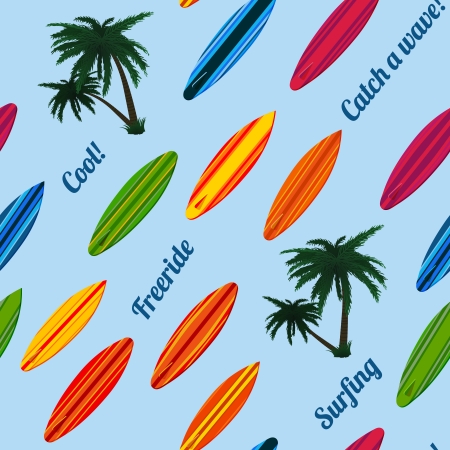 Seamless vacation pattern with surfboards vector illustrationのイラスト素材