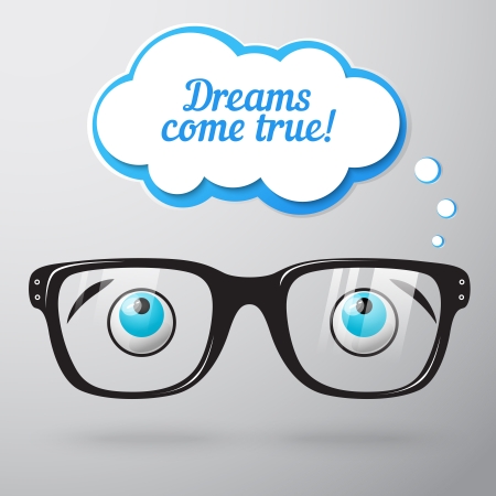 Glasses with eyes dreaming concept isolated vector illustrationのイラスト素材