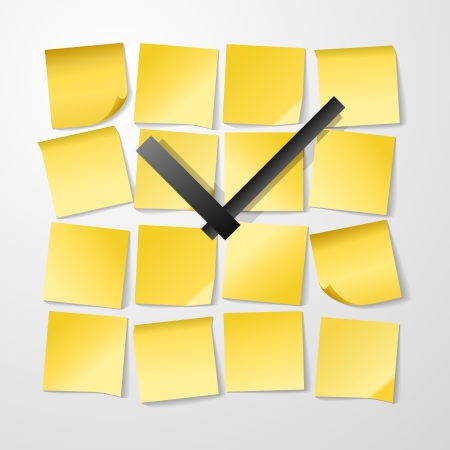 Paper clock design with stickers to take notes vector illustrationのイラスト素材