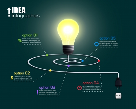 Creative light bulb with options and infographic elements vector illustrationのイラスト素材