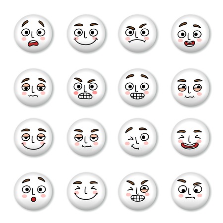 Smiley faces icons set of sadness winking and confusion isolated illustrationのイラスト素材