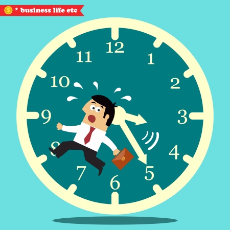 Business life. Worried executive running against the time vector illustrationのイラスト素材