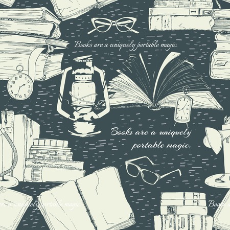 Library seamless pattern vector illustrationのイラスト素材