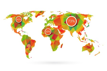 Polygonal world map vector illustrationのイラスト素材