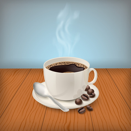 Realistic cup with black classic espresso on the table illustrationのイラスト素材