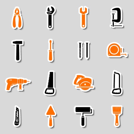 Collection of toolbox stickers isolated vector illustrationのイラスト素材