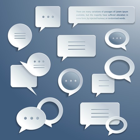 Abstract paper speech bubbles icons set for infographics and presentation templates isolated vector illustrationのイラスト素材