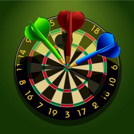 Dartboard with darts in the center concept business acumen success vector illustrationのイラスト素材