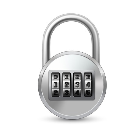 Realistic lock with combination password code icon isolated vector illustrationのイラスト素材