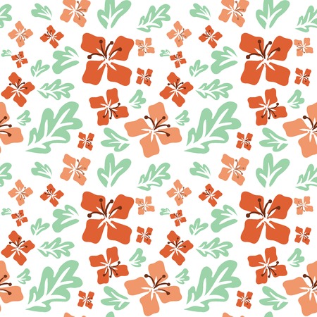 Decorative tropical summer flowers seamless pattern background illustrationのイラスト素材