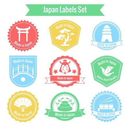 Made in Japan labels or badges set isolated illustrationのイラスト素材