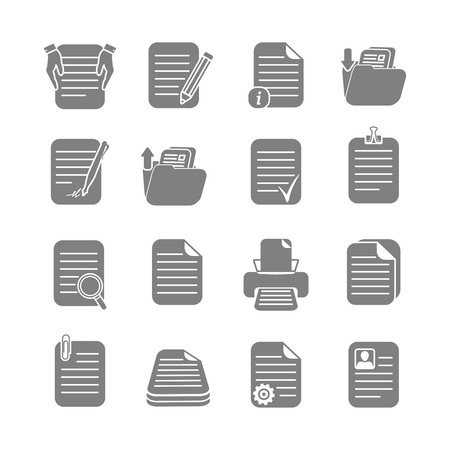 Documents folders and files written or printed  icons set isolated のイラスト素材