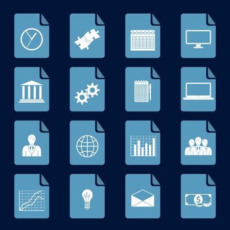 Business set of flat infographic stickers for finance business office and banking isolated のイラスト素材