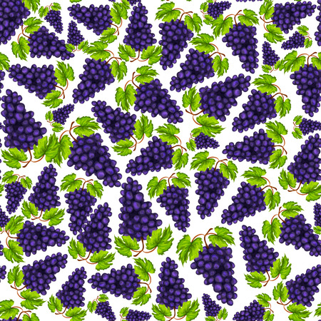 Seamless natural organic sweet grapes fruit pattern hand drawn sketch のイラスト素材