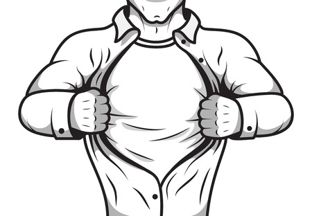 Black and white pop art comic male super hero opening shirt poster template illustrationのイラスト素材