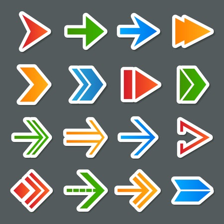 Arrows symbols colorful icons stickers collection internet set isolated illustrationのイラスト素材