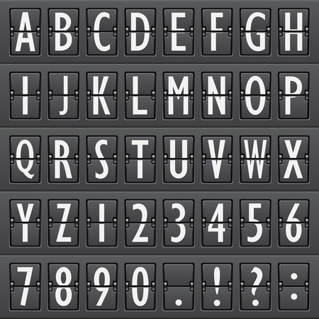 Alphabet letters and characters on black airport departure arrival board vector illustrationのイラスト素材