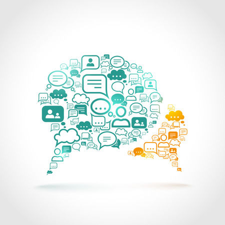 Chat communication speech bubble set communication symbols concept vector illustrationのイラスト素材