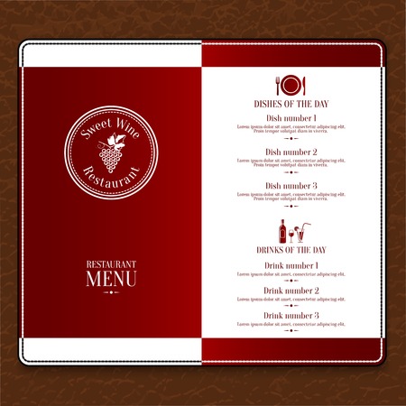 Red design restaurant menu list template with dishes and drinks names vector illustrationのイラスト素材
