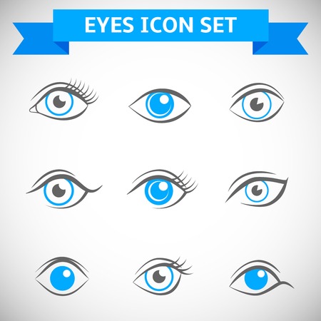 Decorative human look vision optic eyes set isolated vector illustrationのイラスト素材