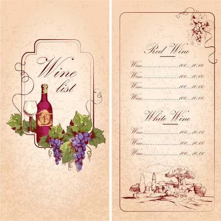 Vintage restaurant wine list card menu template vector illustrationのイラスト素材