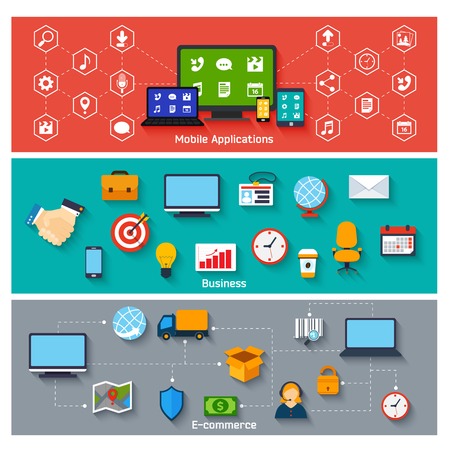 Mobile applications business and e-commerce concepts icons set vector illustrationのイラスト素材