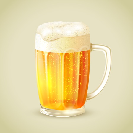 Cool glass mug of cold golden beer with foam emblem vector illustrationのイラスト素材