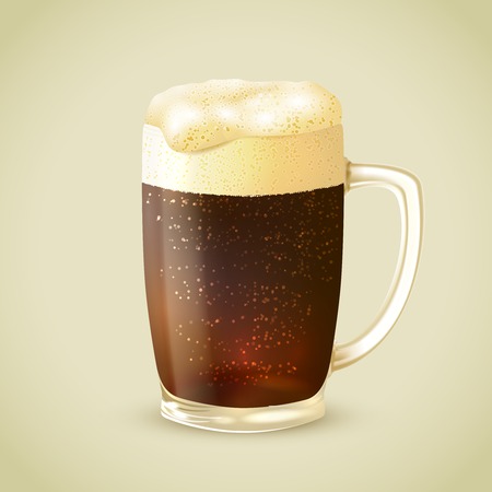 Cool frosty glass mug of cold dark beer with foam emblem vector illustrationのイラスト素材