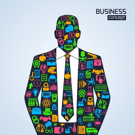 Businessman person business concept with finance marketing development icons vector illustrationのイラスト素材
