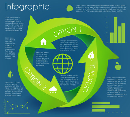 Infographic green arrow circle eco cycle production presentation chart vector illustrationのイラスト素材