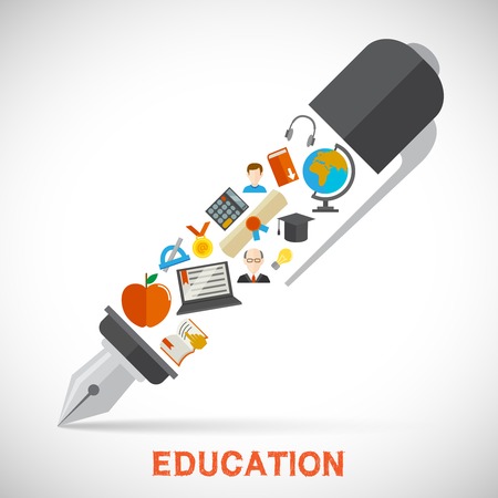Education school university concept with pen and learning icons vector illustrationのイラスト素材