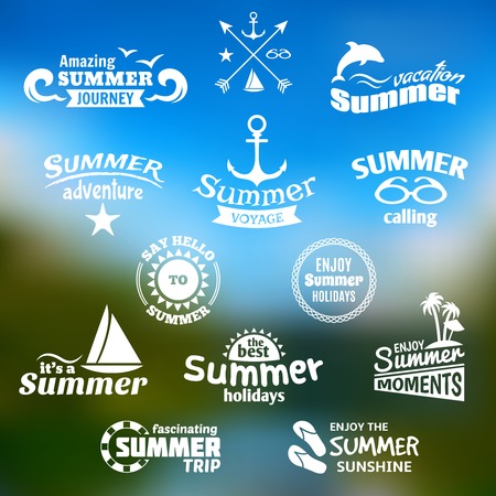 Vintage summer voyage amazing journey elements label set vector illustrationのイラスト素材