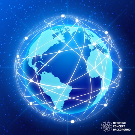 Network globe sphere earth map social  media concept vector illustrationのイラスト素材