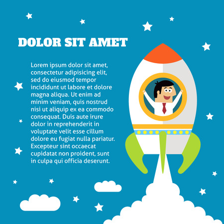 Business life employee in rocket success and growth concept vector illustrationのイラスト素材