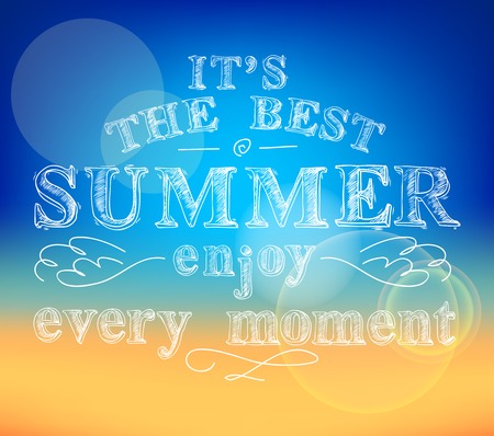 Best summer enjoy every moment poster with abstract sea background vector illustrationのイラスト素材