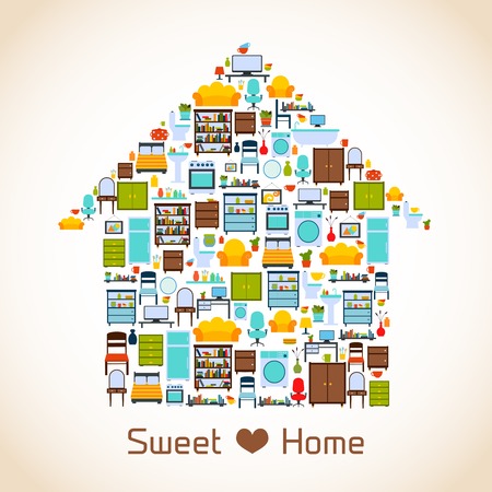 Interior furniture sweet home concept with indoors icons vector illustrationのイラスト素材