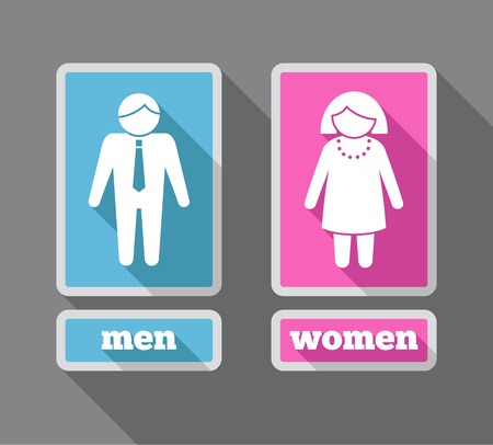 Women and men restroom symbols colored icons set isolated vector illustrationのイラスト素材