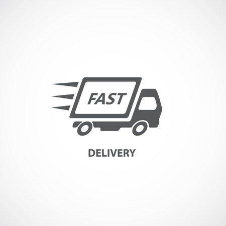Fast delivery icon silhouette shipping truck isolated on white background vector illustrationのイラスト素材