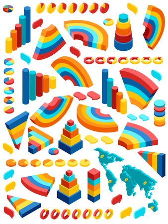 Isometric infographic business info elements set isolated vector illustrationのイラスト素材