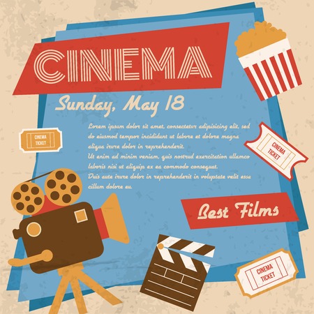 Retro movie cinema vintage best films poster vector illustrationのイラスト素材