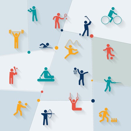 Athletics golf and rhythmic gymnastics sportive tournament elements symbols distinctive pictograms collection set vector illustrationのイラスト素材