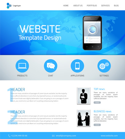 Website design template with menu and navigation layout elements vector illustration.のイラスト素材