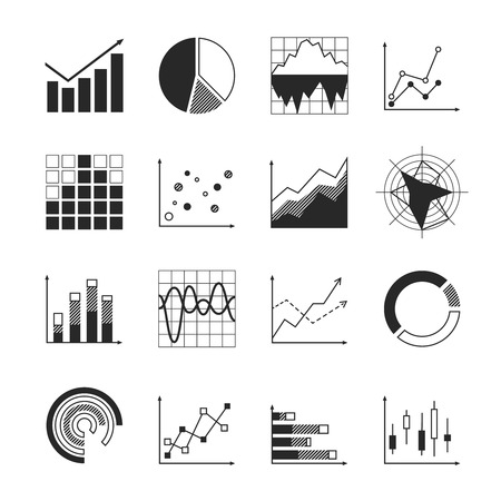 Business charts diagrams and graphs icons set isolated vector illustrationのイラスト素材
