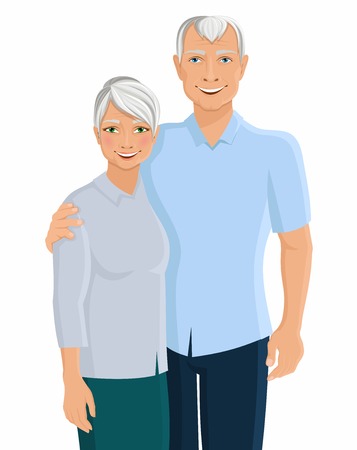 Old senior people family couple portrait isolated on white background vector illustrationのイラスト素材