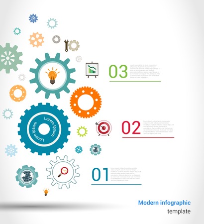 Abstract paper chart infographics elements template with gears and business icons vector illustrationのイラスト素材